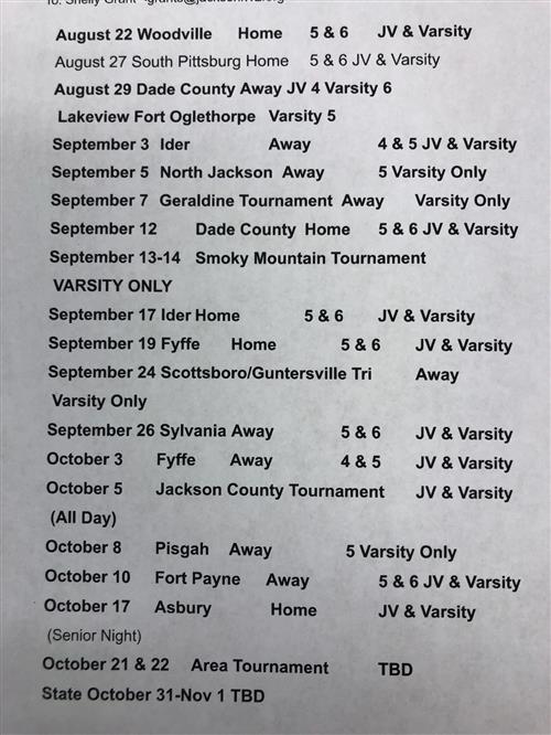 2019 Volleyball Schedule 
